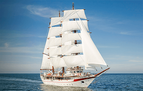 Conrad sail training ship Le Quy Don sailing in the Baltic Sea